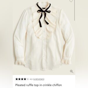 J. Crew Pleated Ruffle Top in Crinkle Chiffon